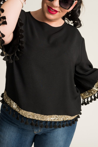 Black Blouse with GARMINA Tassels