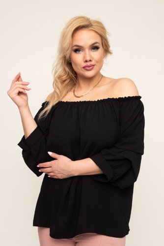 Black Blouse with crinkle sleeves NANSI