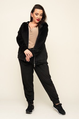 Black POLIN Velour Tracksuit Set