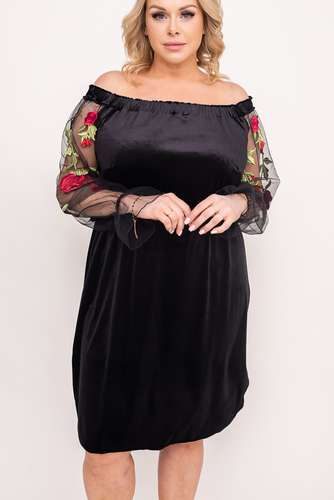 Black Velour MADAME Plus Size Dress 