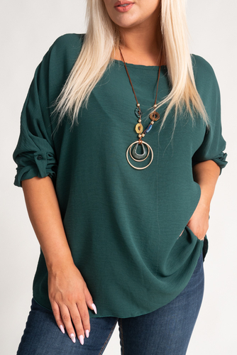 Bottle green Blouse with pendant GERTO