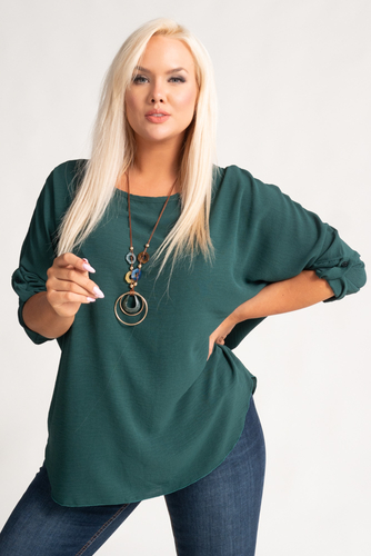 Bottle green Blouse with pendant GERTO