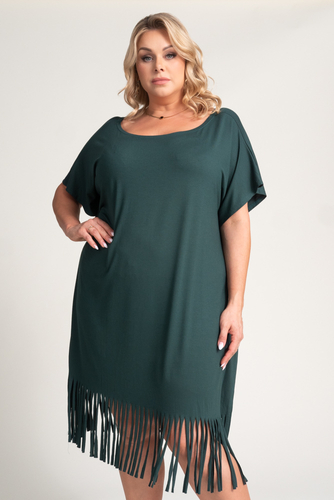 Bottle green Fringed dress by RIVINO