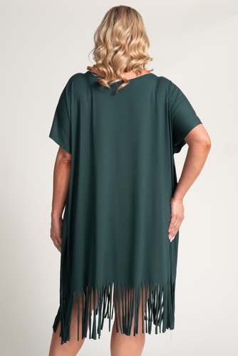 Bottle green Fringed dress by RIVINO