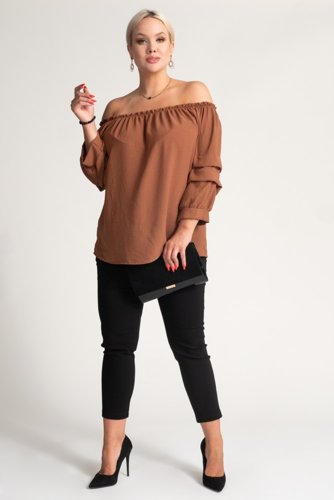 Brown Blouse with crinkle sleeves NANSI