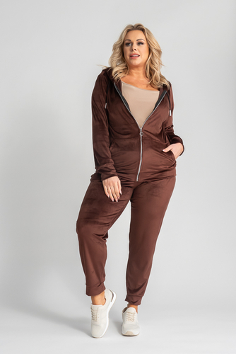 Brown POLIN Velour Tracksuit Set