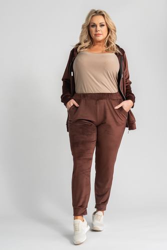 Brown POLIN Velour Tracksuit Set