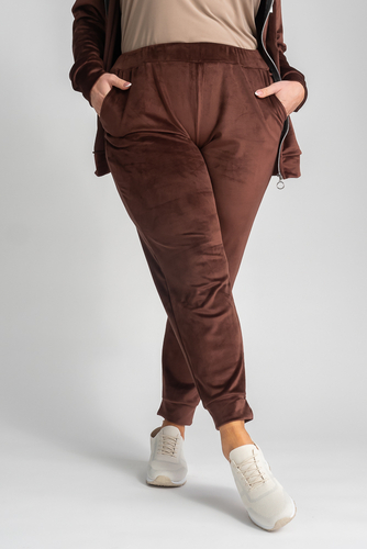 Brown POLIN Velour Tracksuit Set