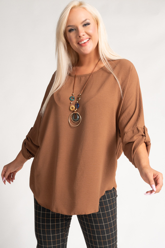 Camel Blouse with GERTO Pendant