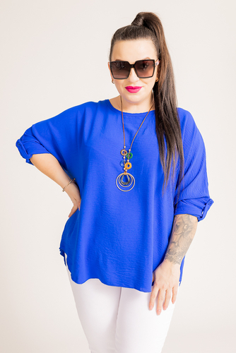 Cobalt Blouse with GERTO Pendant