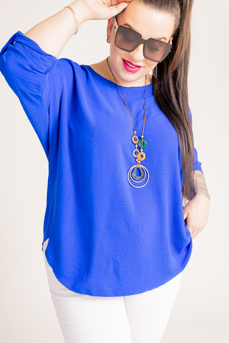 Cobalt Blouse with GERTO Pendant