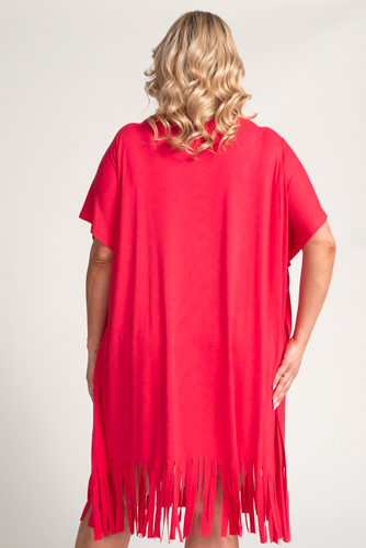 Coral Fringed Dress by RIVINO