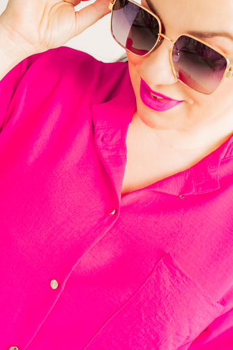 Fuchsia Shirt with stand-up collar LERIA