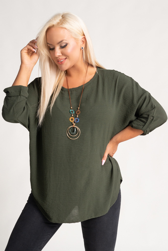 Khaki Blouse with GERTO Pendant