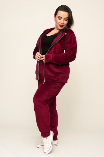 Maroon POLIN Velour Tracksuit Set