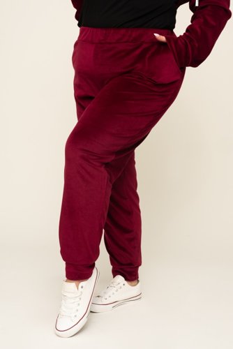 Maroon POLIN Velour Tracksuit Set