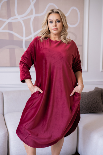 Maroon Velour Dress TAGIO