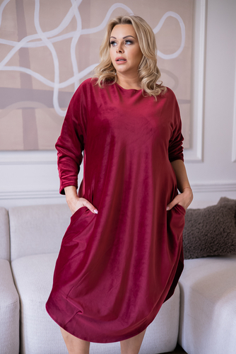 Maroon Velour Dress TAGIO