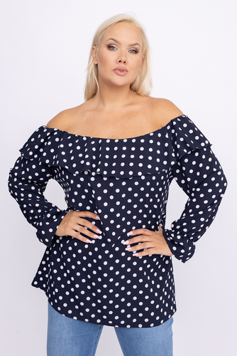 Navy Blue LOREZIA Plus Size Blouse