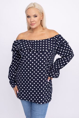 Navy Blue LOREZIA Plus Size Blouse