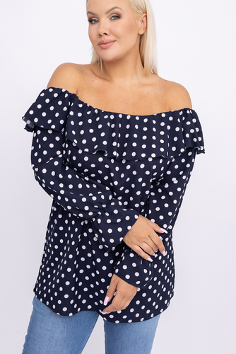 Navy Blue LOREZIA Plus Size Blouse