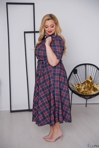 Navy Blue RAVELA Plus Size Dress 