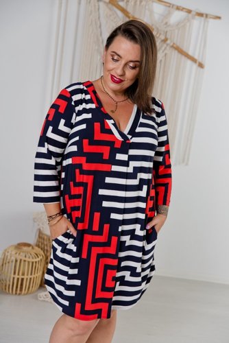 Navy Red ATTIMA Plus Size Tunic