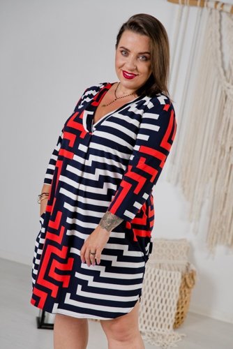 Navy Red ATTIMA Plus Size Tunic