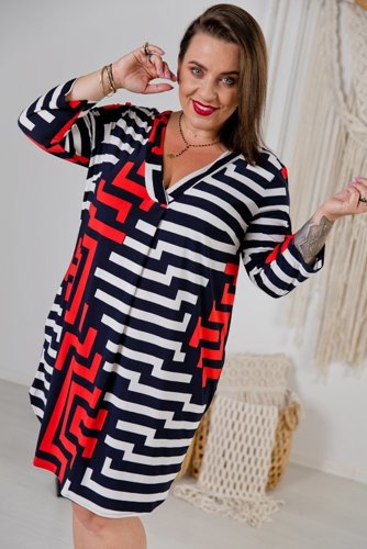 Navy Red ATTIMA Plus Size Tunic