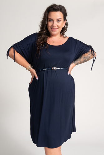 Navy blue Dress with ruffled sleeves PIRESA