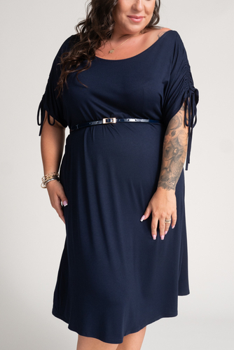 Navy blue Dress with ruffled sleeves PIRESA