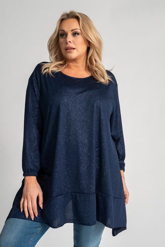 Navy blue QUENTI brocade blouse