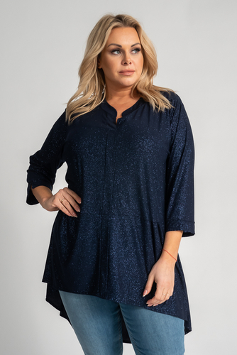 Navy blue VERONI brocade blouse