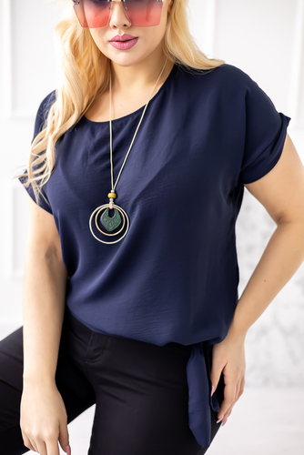 Navy blue blouse with pendant FAIRY