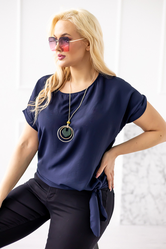 Navy blue blouse with pendant FAIRY