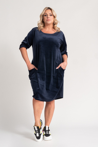 Navy blue velour dress DEMY