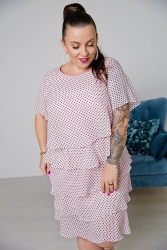 Pink ORINA Plus Size Dress with Peas 