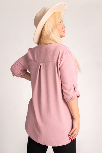 Powder pink Blouse with open neckline MERXIO