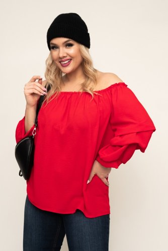 Red Blouse with crinkle sleeves NANSI