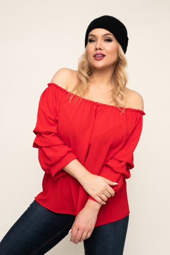 Red Blouse with crinkle sleeves NANSI