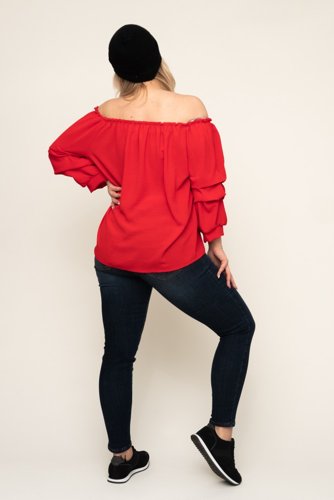 Red Blouse with crinkle sleeves NANSI