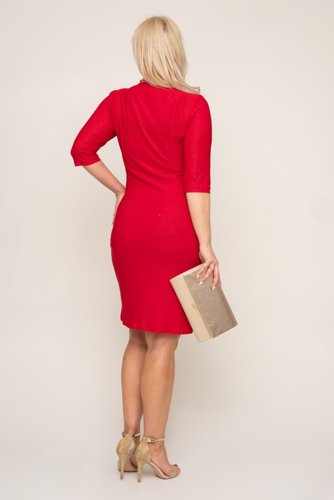 Red Brocade Dress BRILIA