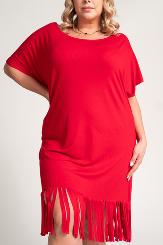 Red Fringed Dress by RIVINO