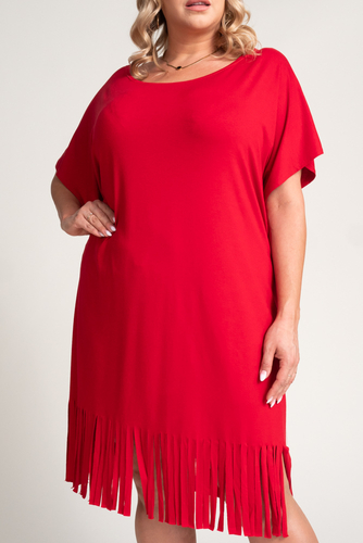 Red Fringed Dress by RIVINO