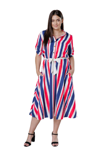 Red RAVELA Plus Size Dress Pattern 7