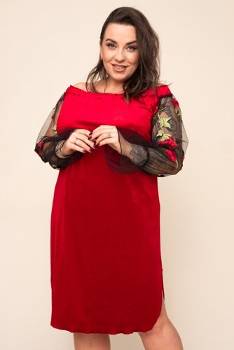 Red Velour MADAME Plus Size Dress 