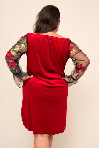 Red Velour MADAME Plus Size Dress 