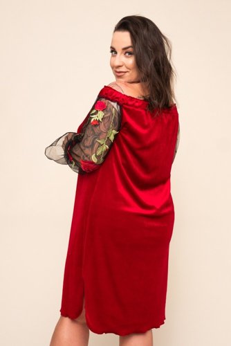 Red Velour MADAME Plus Size Dress 