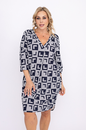 White and navy blue ATTIMA Plus Size 46 Tunic