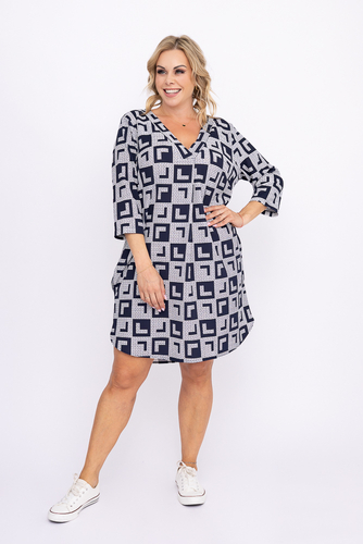 White and navy blue ATTIMA Plus Size 46 Tunic